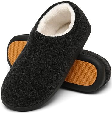 Чоловічі зимові теплі капці Mishansha з ефектом пам'яті (Memory Foam), плюшеві домашні тапочки, чорні, розмір 42 EU