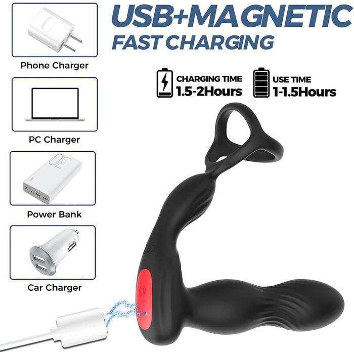 Аналізатор для чоловіків PINTLE 4-в-1: масаж простати, вібрація, кільце для пеніса, дистанційне керування