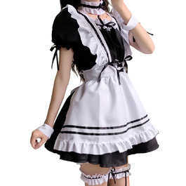 Костюм горничної в стилі аніме, чорний, XL. Комплект для косплею та Хелловін