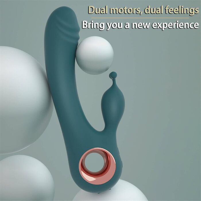 Вібратор Rabbit Realistische Вібратори для жінок: стимуляція клітора та G-точки, 10 режимів, тихий, темно-зелений