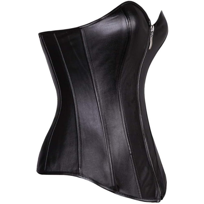 Сексуальний комплект спідньої білизни з нічною сукнею, чорний, штучна шкіра, корсет, топ, стимпанк, блискавка спереду, ody Shaper, спідня білизна для жінок, підтягуючий пояс, великі розміри (C, L)