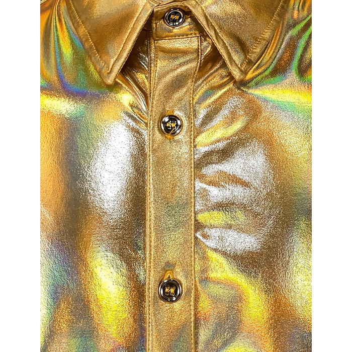 Чоловічий блискучий бронзовий костюм для вечірок JOGAL (золотий блиск, розмір S)