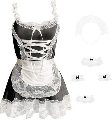 Костюм горничної на Хелловін: сукня, мереживо, панчохи, розмір S-M