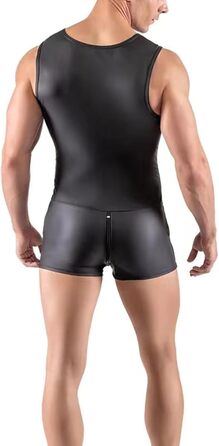 Чоловічий боді з лакової шкіри, облягаючий, з блискавкою та кишенею, для клубу/сцени, чорний, 3XL