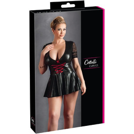 COTTELLI CURVES Міні-сукня Lack - жіноча сукня-міні з V-подібним вирізом, перехресною шнурівкою, мереживними рукавами, чорно-червона