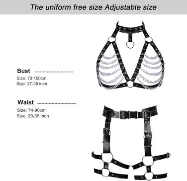 Чорний шкіряний пояс-стрінг з кільцями для тіла - аксесуар для фотосесій, танців, костюмів на Хелловін, готичний стиль, універсальний розмір