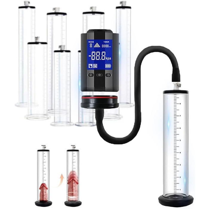 Електрична вакуумна помпа для ерекції, тренажер для збільшення пеніса, SM-іграшка для чоловіків, вакуумна помпа з різними режимами, LCD-дисплей (30.5*6.4 см)