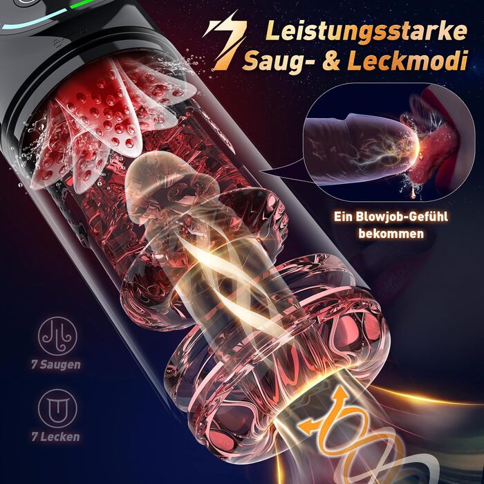 Мастурбатор для чоловіків з функцією вигину, ротаційним насосом та керуванням через додаток - сексуальна іграшка для чоловіків