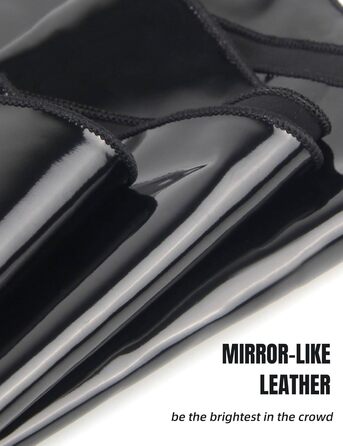 Шкіряне плаття-бабідол для жінок, Sexy Look, великі розміри, PU шкіра/Wetlook лак, міні-плаття, V-подібний виріз, A-силует, клубний стиль, чорний колір