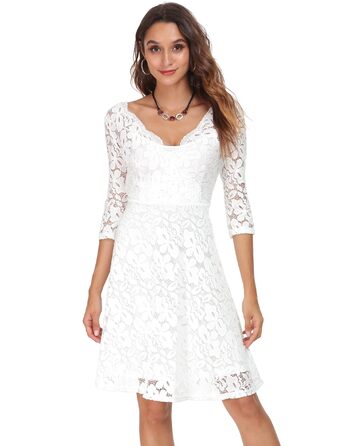 Сукня Atnlewhi жіноча вінтажна з мереживом, квітковий дизайн, без бретелек, елегантна, трапецієподібна, міні, для вечірки, коктейлю, весілля, білий, розмір M