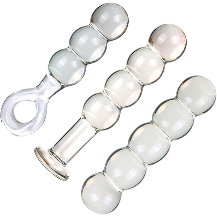 Скляний дилда Soarvlorfy 50 мм з 4 перлами для масажу G-точки та анусу - анальні кульки, масаж простати, секс-іграшки для жінок