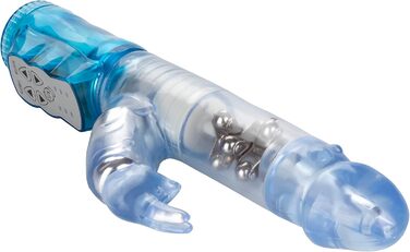 Вібратор Jack Rabbit з стимуляцією клітора, водонепроникний, блакитні плаваючі перлини