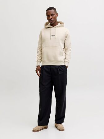 Чоловічий худі з капюшоном та принтом JACK & JONES, колір Moonbeam, розмір XXL
