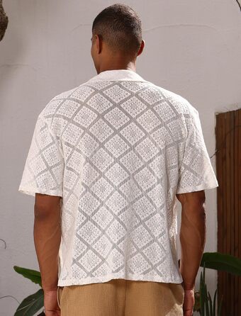 Чоловіча прозора сітчаста сорочка для фестивалю, рейву, клубу. Кінківір, свінґерклуб. (Білий, M)