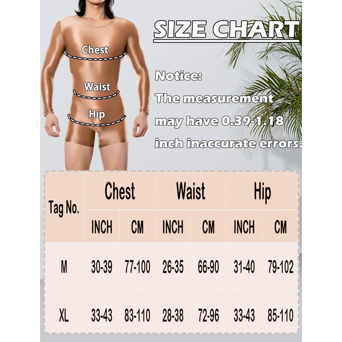 Комбінезон спортивний чоловічий з блиском, прозорий, для танців, облягаючий, боді, M, XL, Колір: Коричневий