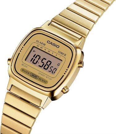 Жіночий наручний годинник Casio Vintage Digital LA670WGA-9DF, кварцовий, золотистий сталевий браслет
