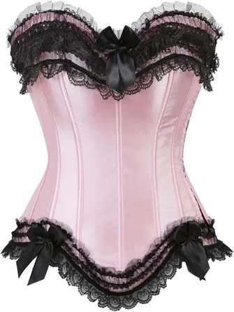 Сукня-корсет WDSBZNB для жінок, великі розміри, сукня-корсет, топ-корсет, атлас, сексуальна шнуровка, блискавка, спідня білизна (червоний, 2XL) XXL Червоний