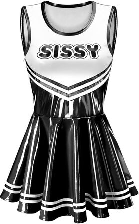 Чорний комбінезон з штучної шкіри для жінок XXL, облягаючий, без рукавів, стилю сissy