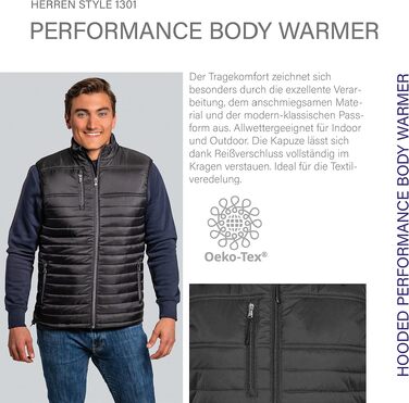 Чоловічий утеплений жилет з капюшоном HRM Performance Body Warmer, легкий нейлоновий Outdoor жилет (100 г/м²), темно-синій (Navy)
