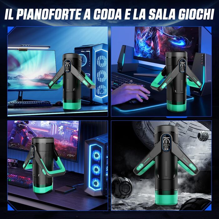 Інтимна іграшка для чоловіків Eanatoys Masturbieren з 9 вібраціями, телескопічною функцією та LCD-дисплеєм (зелена)