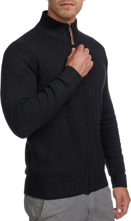 Чоловічий трикотажний кардиган Indicode Herren INLut з коміром-стійкою та блискавкою, чорний, розмір L