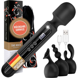 Вібратор для жінок THE ROCK XXL - Magic Wand. Потужний вібратор з преміум-силікону. Іграшки для дорослих, масажер для тіла, секс-іграшки для пар. Чорний колір.