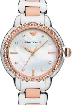 Чоловічий браслет Emporio Armani зі сталі та шкіри з розкладним замком, чорний