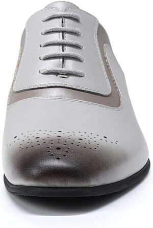 Чоловічі класичні туфлі YFFUSHI Oxford Brogues — ділові шкіряні черевики для офісу та вечірок (сіро-коричневі, 43 EU)