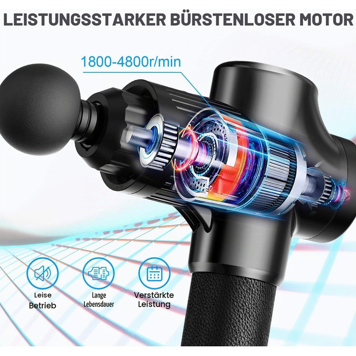 Перкусійний масажер Massage Gun для м'язів, електричний масажний пістолет (4800 об/хв), чорний