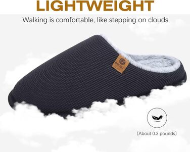 Чоловічі домашні капці ONCAI з ефектом пам'яті Memory Foam, підкладкою зі штучного хутра та гумовою підошвою, чорні, розмір 45 EU