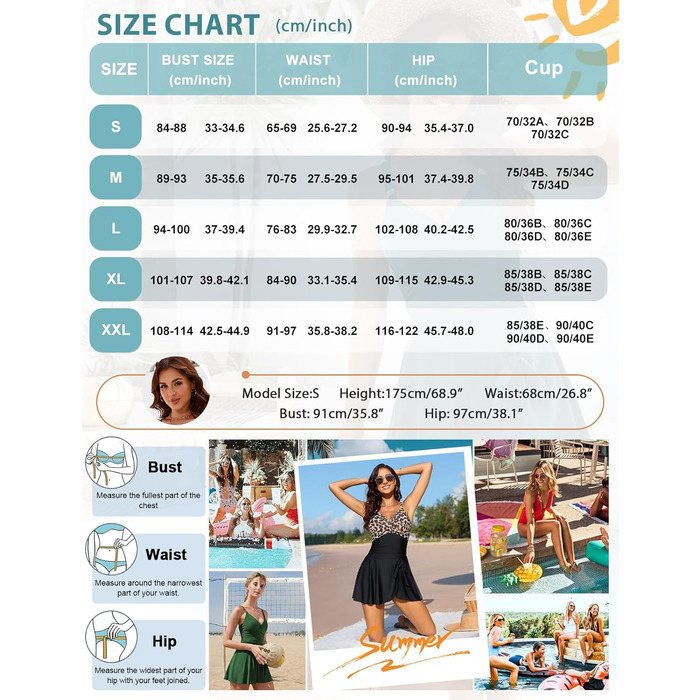 Купальник жіночий Badeanzug Damen з V-подібним вирізом, push-up, чорний леопардовий принт, розмір M