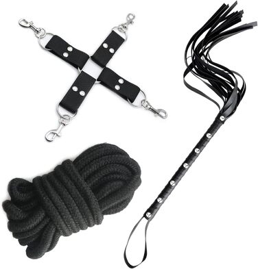 Набір для БДСМ: 26 предметів (наручники, аналплаг, кільце для пеніса, чікер, кліпси для сосків, маска для очей, батіг, приглушник)
