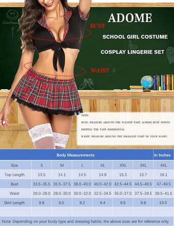 Костюм студентки Avidlove з міні-спідницею в клітинку для рольових ігор (чорний, M)