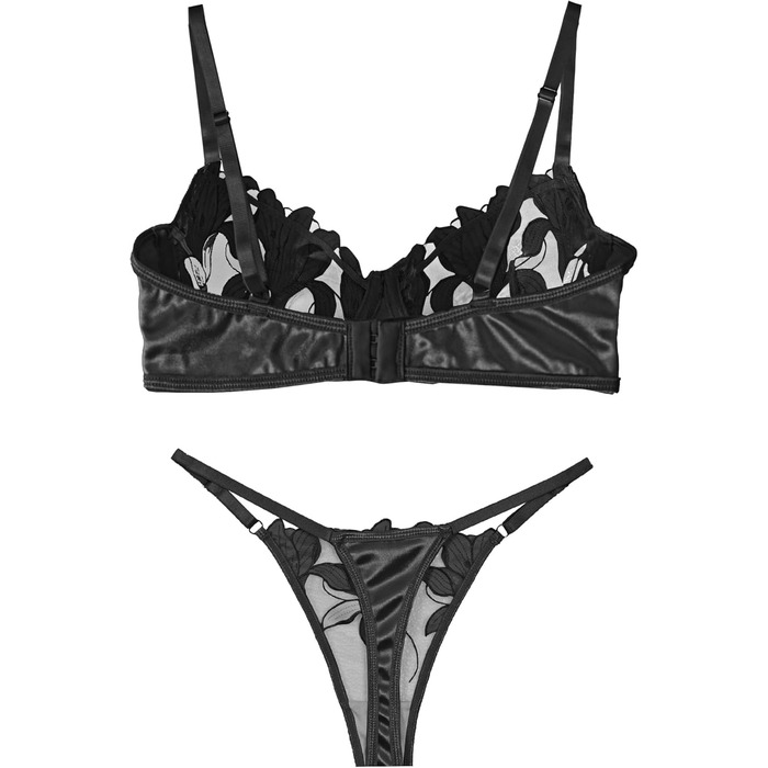 Panegy: Комплект бюстгальтера та трусиків Push-Up з вишивкою, білий (чорний, XL)