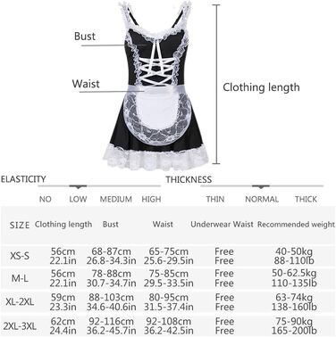 Костюм горничної JasmyGirls: сексуальна спідниця, чорний фартух, косплей аніме, рольові ігри, для жінок, розмір XX-Large - XXX-Large