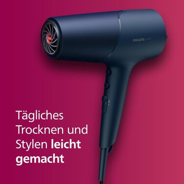 Фен для волосся Philips 5000 Series BHD510/20 з іонізацією та ThermoShield, 2300 Вт, металік-блакитний, з дифузором та насадками для стайлінгу