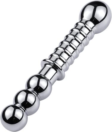 Анальний плагін з подвійним голівкою SM Metall - BDSM, еротичне рабство, дилдо, мастурбація, плагін для анального сексу, фетиш, прогресивний аналовий плагін для чоловіків, жінок, пар