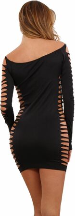 Сукня MISS NOIR B6043 чорна, еластична, довгий рукав, клубна/вечірня, універсальний розмір