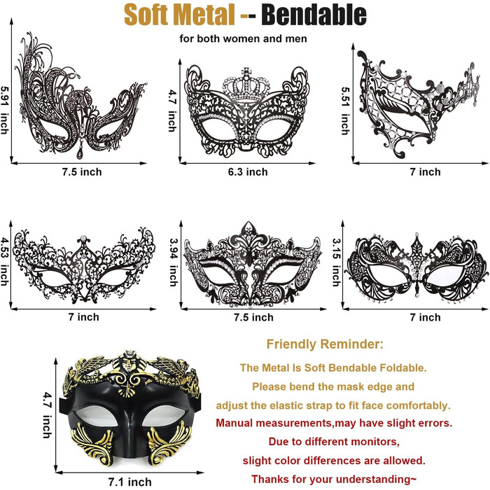 Маскарадні маски для жінок та чоловіків, пара, венеціанська маска, римсько-грецька маска для Хелловіну, костюм, вечірка, бал Black Phoenix Set