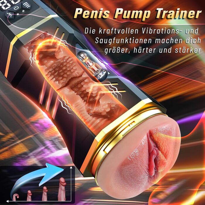 Електричний мастурбатор для чоловіків: мастурбатор-пімпа, іграшка для соло, 5 режимів всмоктування та 9 вібрацій