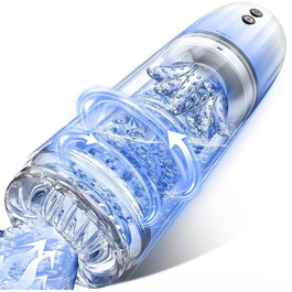 Електричний секс-іграшка для чоловіків з 7 режимами всмоктування та 7 режимами обертання, реалістична вагінальна текстура, IPX7, синій