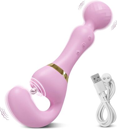 Вібратор дилда LYAMais G-Punkt з подвійним наконечником та 10 вібраціями для жінок. Силіконовий секс-іграшка для пар. Стимулятор клітора. Рожевий