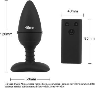 Jpscor Elektro Shock Silikon Анаlvibrator з 10 режимів вібрації та електричною стимуляцією, з пультом дистанційного керування. Іграшка для дорослих для чоловіків та жінок.