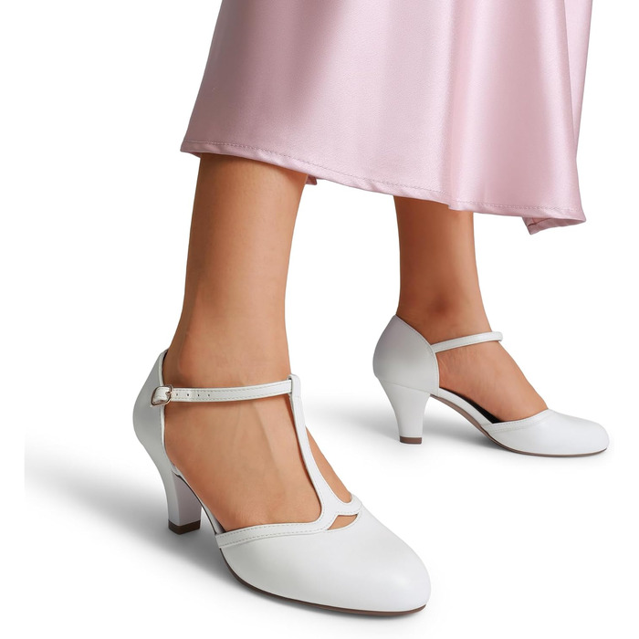 Жіночі туфлі-човники Dream Pairs з Т-подібним ремінцем, білі, розмір 39 EU