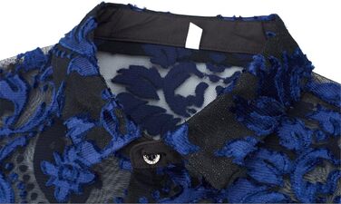 Прозора чоловіча сорочка з квітковою вишивкою EN8 7713 | Сексі сорочка з мереживом для вечірок