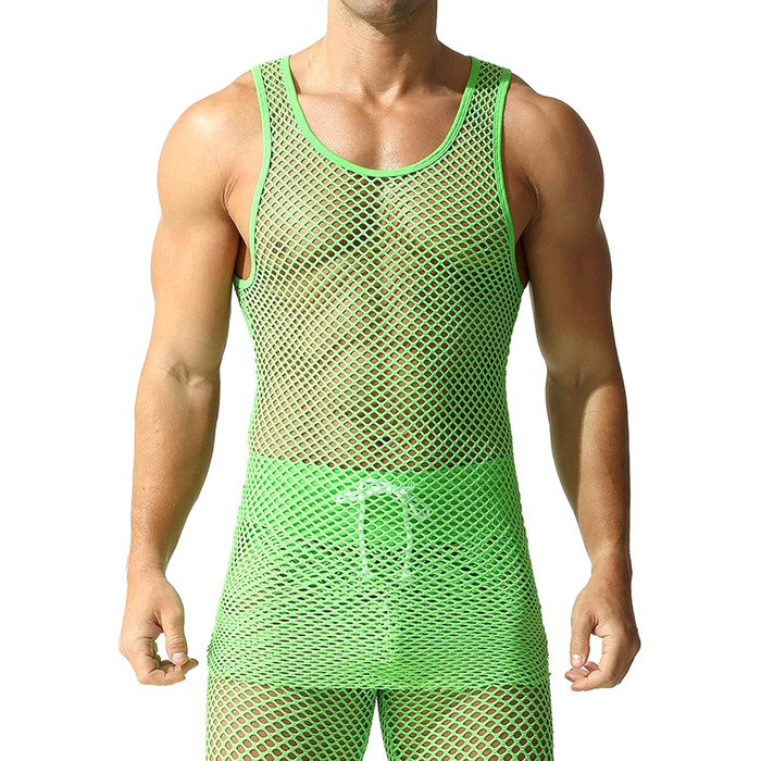 Чоловіча сітка QiaTi - прозора футболка-сітка, довга модель (зелена, M)