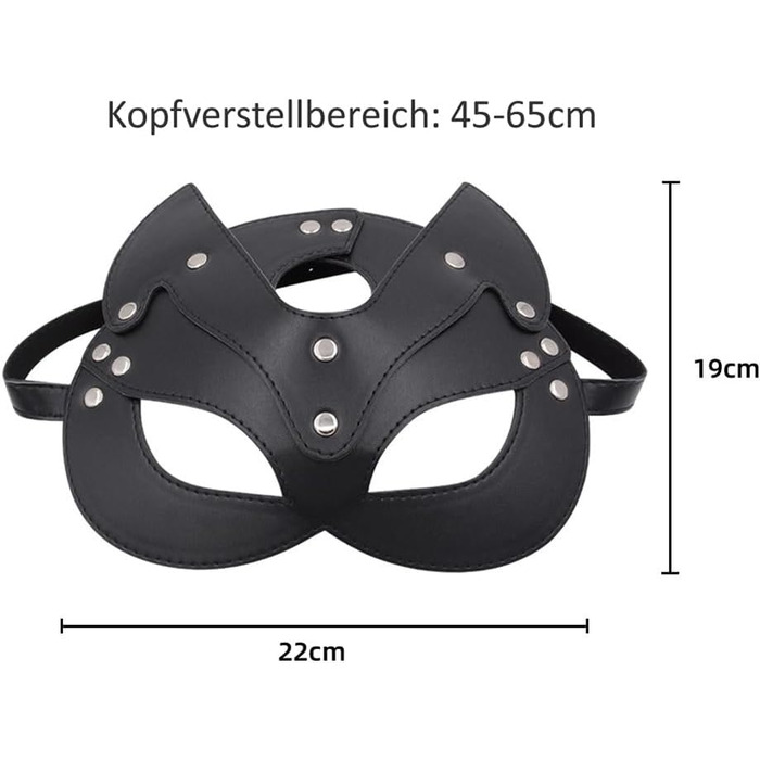 Маска кота з PU шкіри, BDSM, Bondage, для жінок, карнавал, маскарад, котяча маска, чорна