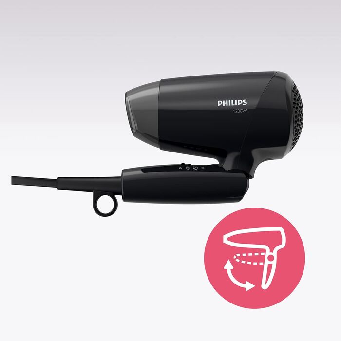 Фен для волосся Philips BHC010/10, чорний, компактний