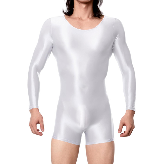 Спортивний комбінезон для чоловіків AIEOE з еластичним блиском, прозорий, облягаючий, для танців та спорту, тіло, розмір XL, білий