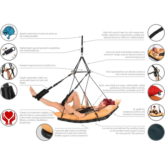 Секс-гойдалка Liebesschaukel Luxus Private Euphoria® помаранчево-коричнева - зручна гойдалка для пар преміум-класу